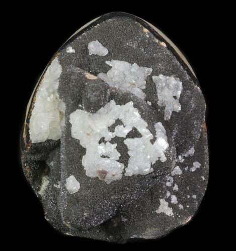Bargain, Septarian Dragon Egg Geode - Black Crystals #64826